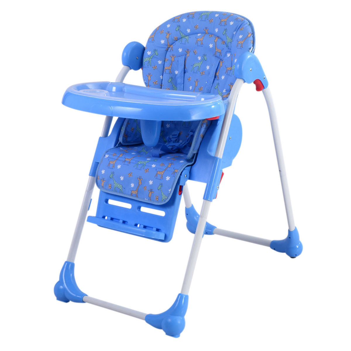 GHP 33Lbs Capacity Blue Adjustable Folding Feeding Booster Seat