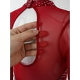 thumbnail image 6 of TiaoBug Kids Girls Mesh Long Sleeve Figure Skating Dress Rhinestone Ballet Dance Leotard Dress Burgundy 4, 6 of 7
