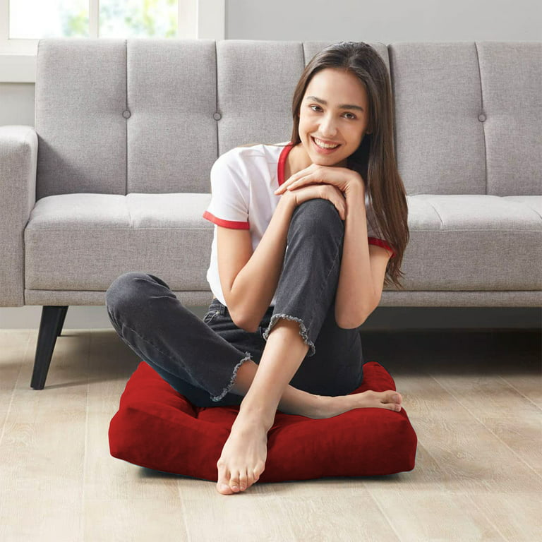 HIGOGOGO Floor Pillow, Square Meditation Pillow for Seating on Floor Solid  Thick Tufted Seat Cushion Meditation Cushion for Yoga Living Room Sofa