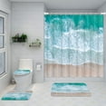 thumbnail image 7 of 4PC Shower Curtain Set with Rugs, Summer Beach Bathroom Set with Non-Slip Rug, Toilet Lid Cover, Bath Mat and 12 Hooks 72x72 inches, 7 of 7