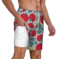 thumbnail image 3 of Picia Tomato pattern Mens Swim Trunks with Compression Liner Stretch Beach Shorts Quick Dry with Zipper Pockets No-Chafing Board Shorts-XX-Large, 3 of 9