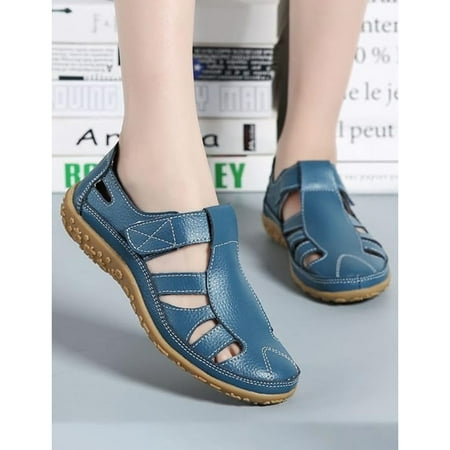 

HOLXE Women s Casual Boho Gladiator Sandals Summer Leather Comfort Softsole Closed Toe Ankle Strap Beach Shoes Hollow Casual Comfy Softsole Adjustable Ankle Strap Beach Fisherman