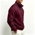 thumbnail image 5 of FENGYOU Mens Casual Quarter Zip Sweatshirt Fleece Lined Thick Pullover Stand Collar Long Sleeve Regular Fit Solid Top Wine L, 5 of 6
