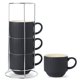 thumbnail image 1 of Set de 4 Tazas de Café HASENSE 450 ml Apilables en Negro, 1 of 8