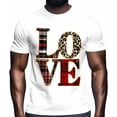 thumbnail image 2 of T-Shirts for Men, Valentine's Day Love Text Crew Neck Cotton T-Shirt Men's Short Sleeve Leopard Buffalo Plaid Love, 2 of 8