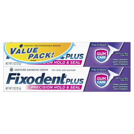 Fixodent Plus Gum Care Precision Hold & Seal Denture Adhesive Cream, 2.0 oz (Best Gum For Dentures)