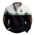 thumbnail image 1 of Penkiiy Día de San Patricio de hombre 1/4 Sweatshirt de cuello cremallera Shamrock Camisa irlandesa de manga larga S Blanco, 1 of 5