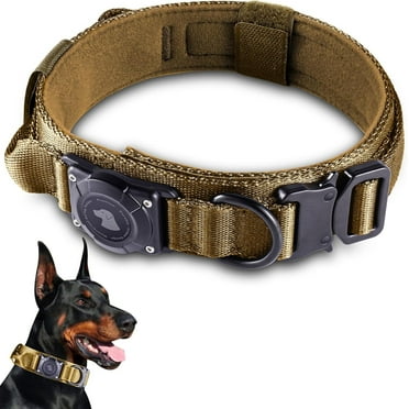 Waterproof AirTag Dog Collar, Military Tactical Dog Collar with AirTag Holder, GPS Dog Collar Holder for Medium to Large Dogs