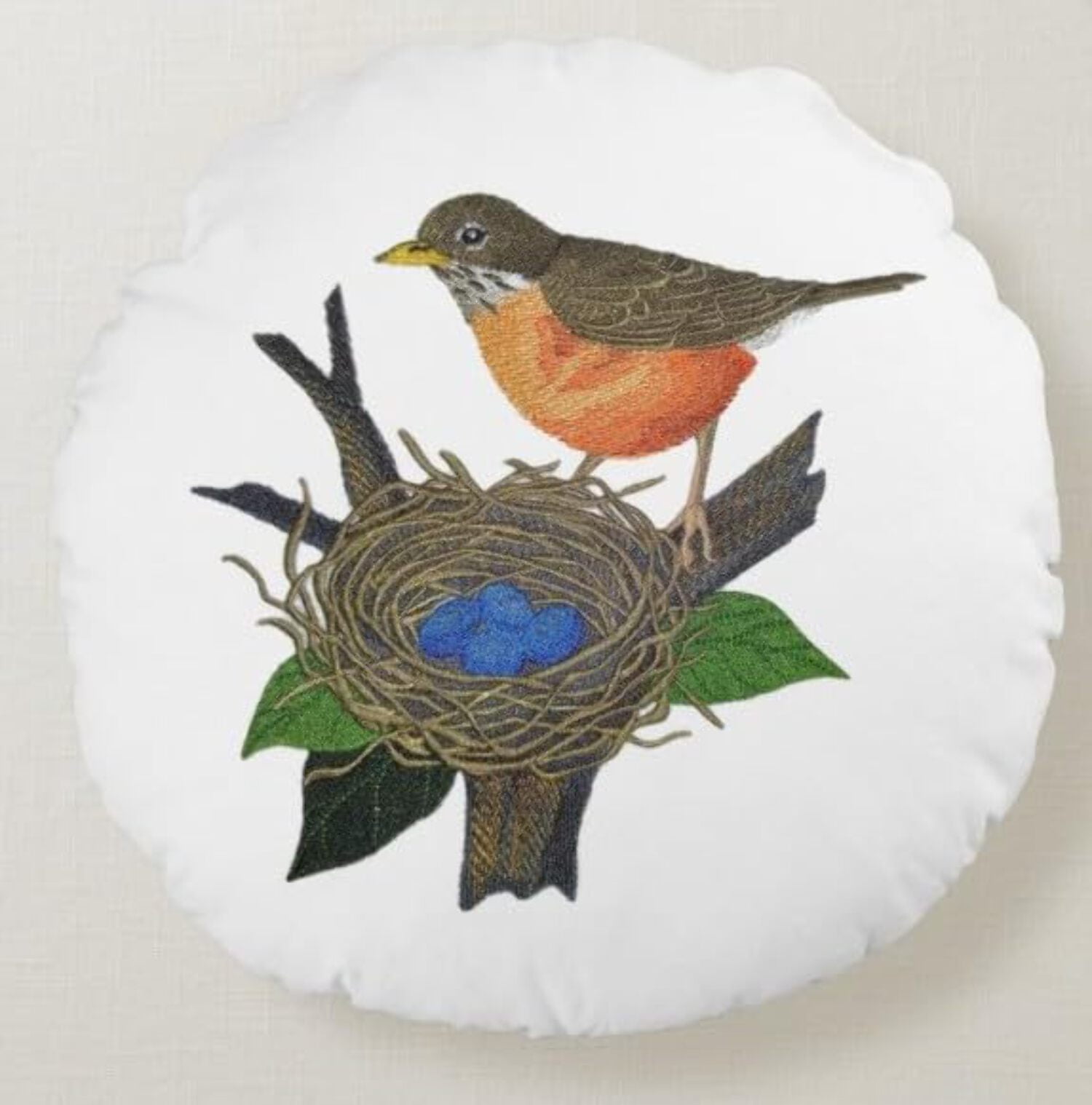 Nature Weaved in Threads, Birds Kingdom [Robin and Nest [Custom and Unique] Embroidered Iron on/Sew Patch [7.41"6.9"]