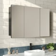 thumbnail image 3 of Deervalley 48'' W x 26'' H Three-Door Mirror Cabinet With Black Aluminum Frame, Inner Hooks And Mirror, Adjustable Glass Shelves, UV Toothbrush Holder, Wall-Mounted Bathroom Storage DV-1MC0337, 3 of 19
