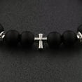 thumbnail image 3 of RSAMD 2023 New Cross Beaded Rosary Adjustable Black Lava Bead Men Fashion Bracelets-2, 3 of 3