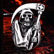 ZMY Home Skull Rings Stainless Steel Jewelry Chunky Death Grim Reaper Rings (8)