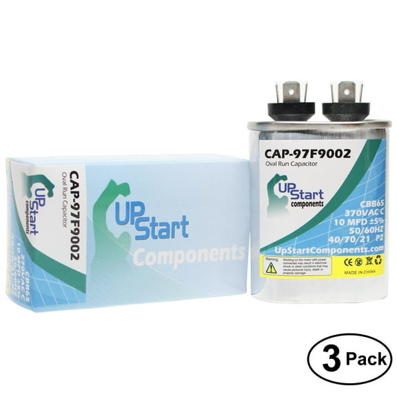 3-Pack 10 MFD 370 Volt Oval Run Capacitor Replacement for Carrier / Bryant / Payne 40YR036300CS - CAP-97F9002, UpStart Components Brand