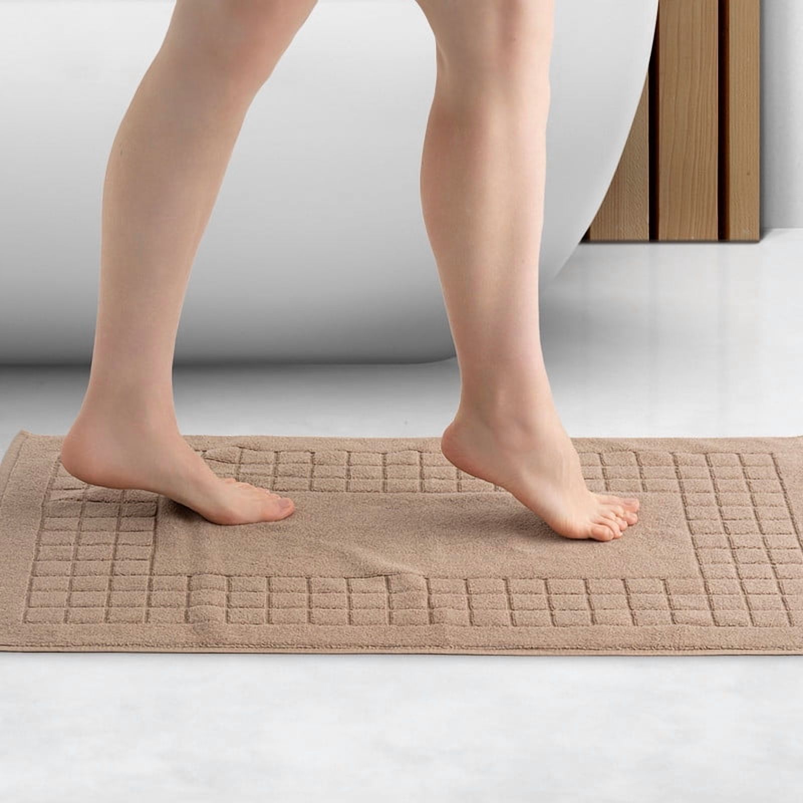 Evimpex Bath Mats, 20 x 36 Inches, 2pcs/set, 100% Ring Spun Cotton - Highly Absorbent, Quick-Dry, Soft, and Machine Washable Shower Bathroom Floor Mat for Home Use