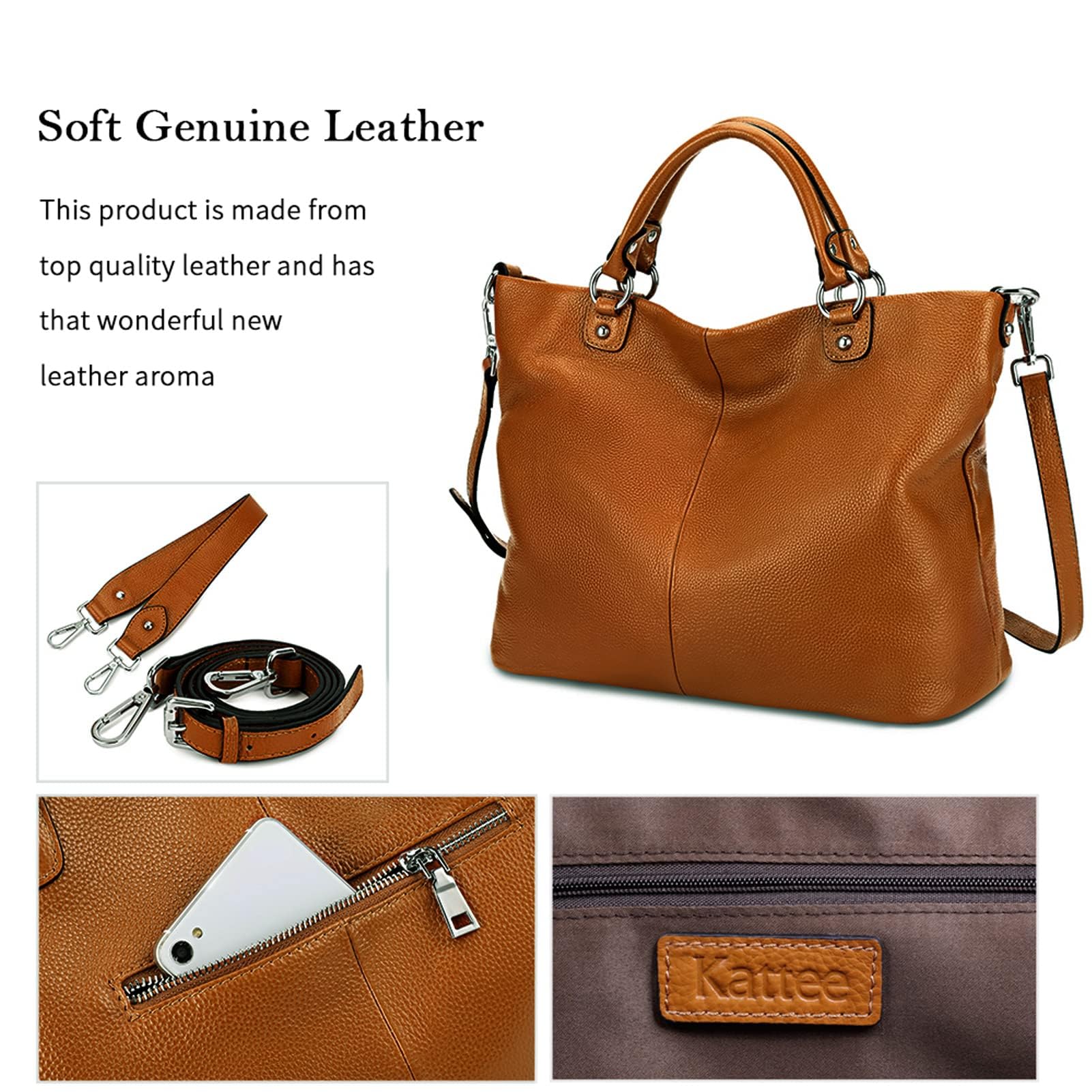 Kattee Women's Soft Leather Tote Bag, Top Satchel Purses and Handbags