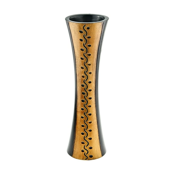 Vintage Polka Dots with Swirls Mango Tree Wood Flower Vase
