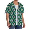 thumbnail image 2 of Kdxio Men's Hawaiian Shirt for Men Short Sleeve Shirt Peacock'S Tail Summer Casual Holiday Beach Button Down T-Shirts, 2 of 5
