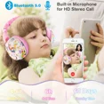 thumbnail image 5 of Unicorn Headphones for Girls Kids for School, Kids Bluetooth Headphones with Microphone & 3.5mm Jack, Teens Toddlers Wireless Headphones with Adjustable Headband for Tablet/PC Christmas Gift, 5 of 8