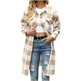 thumbnail image 2 of DailyTrove Women's Light Wash Plaid Coat,Outerwear for Women Vacation, 2 of 5