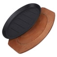 thumbnail image 5 of 1 Set Steak Plate Iron Grill Fish Plate with Wooden Tray for Home Restaurant, 5 of 5
