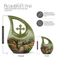 thumbnail image 2 of MUKTIVE Flowers Cremation Urns for Human Ashes - 10 Funeral Urn - Burial Urns for Adult Human - Blue Urn for Ashes for Women - Ash Holders (Include Velvet Bag), 2 of 7
