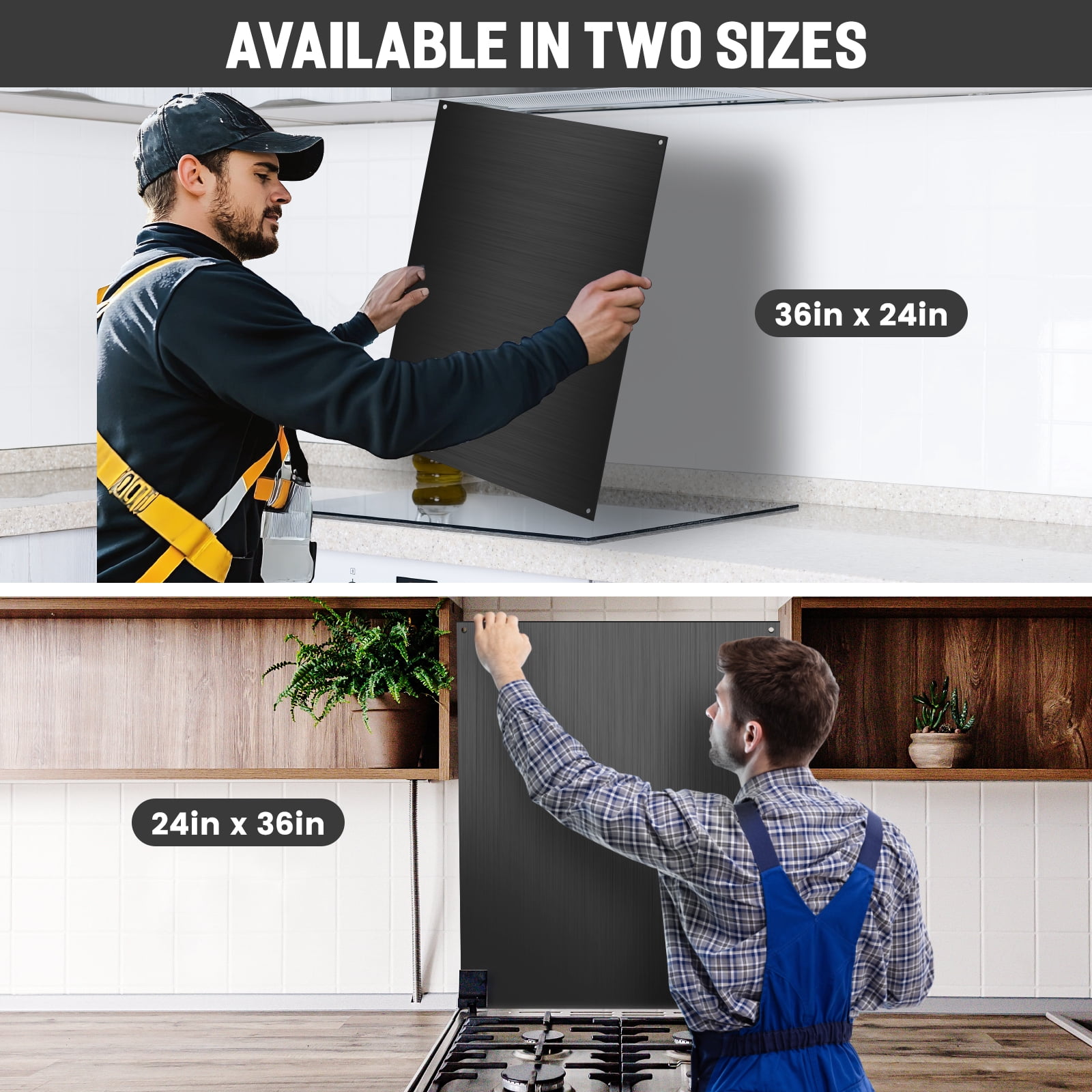 36” x 24” Stainless Steel Backsplash - Ultra Flat Metal BackSplash Panel with 4 Pre-Drilled Holes for Quick Install| Kitchen Backsplash Fits Stove Behind Kitchen Wall & Range Hoods