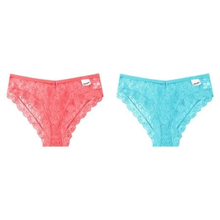 2-Pack Women Lace Panties Mid Waist Breathable Hollow Mesh Crotch Briefs Bladder Leak Underwear for Women Lane Panties 22/24 Womens Cute Underwear Lace Comfy Underwear for Women Sheer Mesh