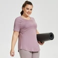 thumbnail image 2 of vdgthytj Womens Plus Size Workout Tops Quick Dry Breathable Short Sleeve Shirts Gym Yoga Athletic Running Tees, 2 of 7