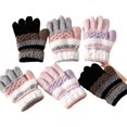 thumbnail image 3 of Guantes de bebé de otoño e invierno para niños de guardería, bonitos guantes de punto cálidos con rayas para los dedos, 3 of 5