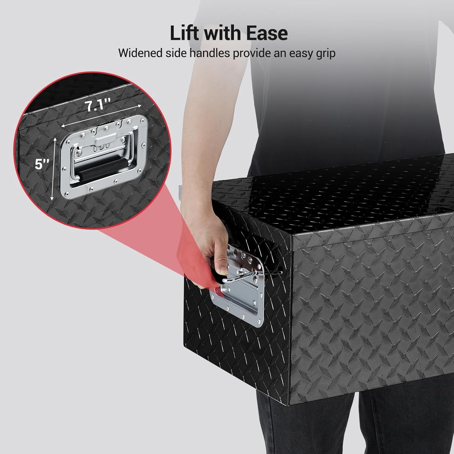 Aluminum Truck Tool Box, Truck Bed Storage Box with Security Lock and Wider Handles, Heavy Duty Waterproof Tool Box Organizer Chest for Pick Up Truck Rv Trailer