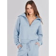 thumbnail image 4 of Women 2 Piece Outfits Sweatsuit Set 2023 Fall Oversized Half Zip Sweatshirt Wide Leg Sweatpant Lounge Set Tracksuit, 4 of 5