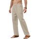 thumbnail image 3 of Pantalones de lino y algodón para hombre, pantalones holgados informales, transpirables, de Color sólido, con cordón, para correr, Yoga, holgados, 3 of 5