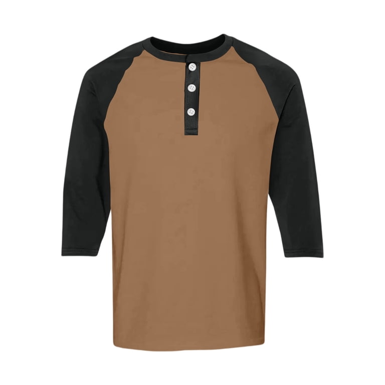 JGNGSHN Mens Raglan 3/4 Sleeve Henley Shirts Big and Tall Button