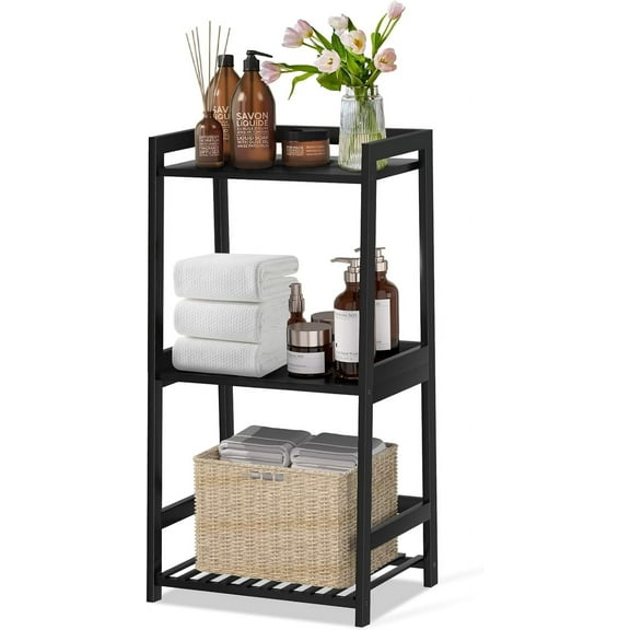 3 Tier Bamboo Bathroom Shelves, Ladder Shelf for Storage, Rustic Home Organizer, Space-Saving Design, Stylish Display Nightstand, Stylish Storage Solution for Home, Living Room, Kitchen