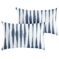 thumbnail image 2 of Sorra Home  Blue and White Ikat Stripe Indoor/Outdoor Corded Lumbar Pillows (Set of 2) 24 x 14 x 6 - Salix Vintage Indigo, 2 of 5