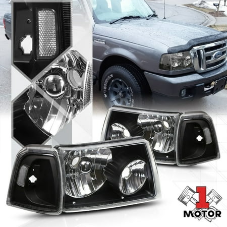 Ford Ranger Clear Headlight - Black Housing Headlight Clear Corner Turn Signal Reflector for 01-11 Ford Ranger 02 03 04 05 06 07 08 09 10