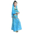 thumbnail image 2 of CUZIBR Toddler Girls Dance Performance Outfit Sets Belly Dance Kids Ethnic Dance Dress Stage For Children Clothes Sets,Sky Blue,7-10 Years, 2 of 5