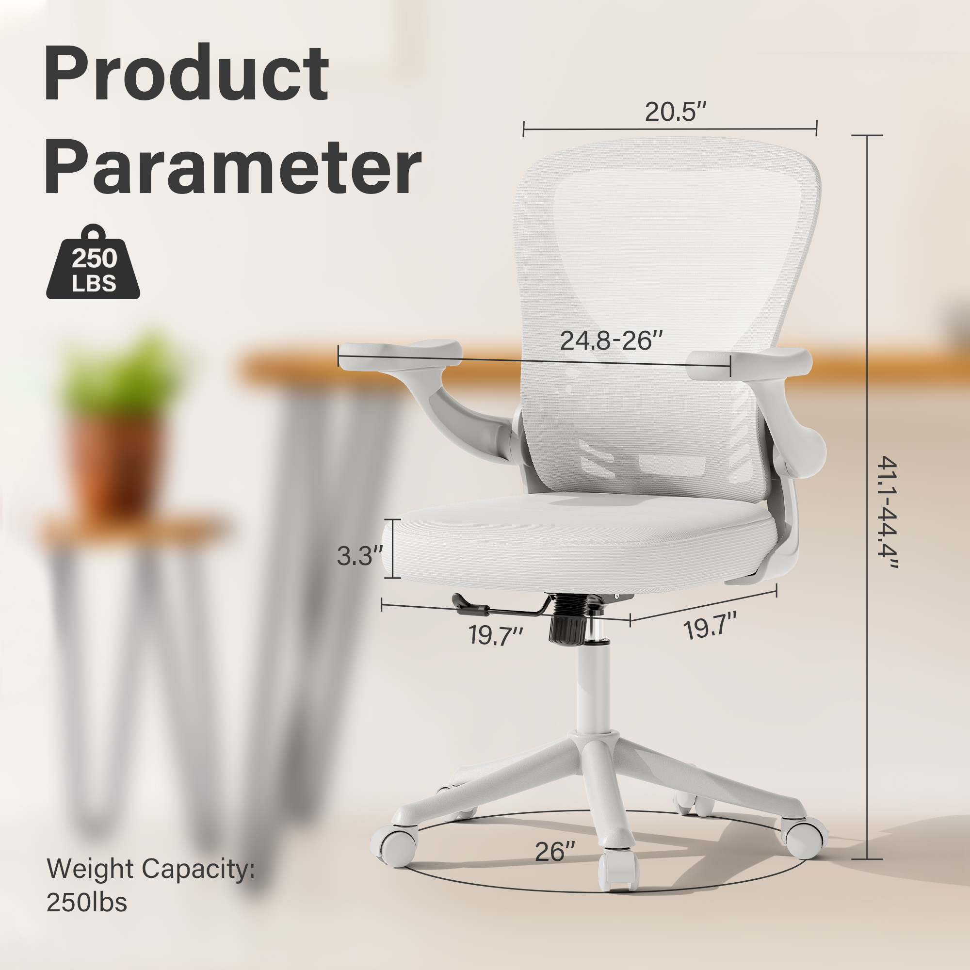 iooHug Ergonomic Mesh Office Chair, Computer Desk Chair with Adjustable Lumbar Support and 3D Armrests, Swivel Task Chair for Home Office, White