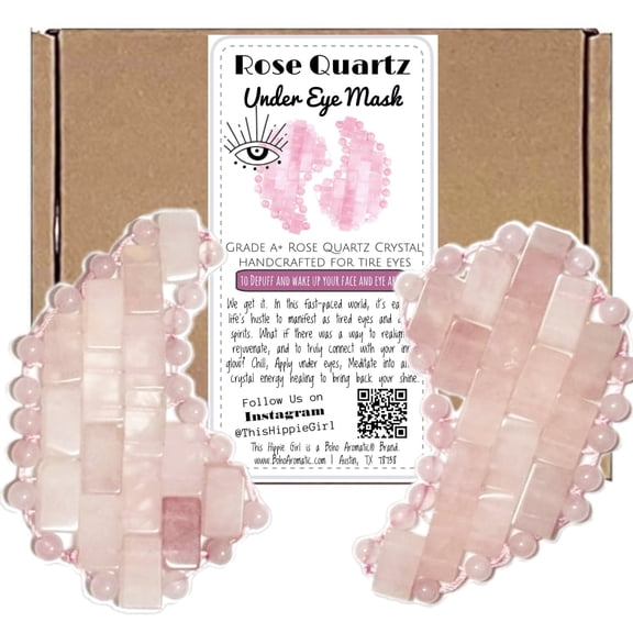 Crystal Under Eye Mask – Rose Quartz Cooling Under Eye Mask for Puffiness, Dark Circles & Relaxation – Handcrafted Gemstone Facial Tool by This Hippie Girl (Rose Quartz)