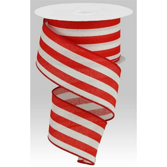Stripe Wired Ribbon, Red White, Craft Supply to Make Wreath and Bows, 2.5 Inch x 10 Yard, Christmas, Valentine, 4th of July, Flag RGA126227