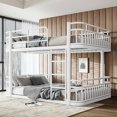 thumbnail image 4 of Leumius Full over Full Bunk Bed Frame with Ladders & Guardrails, Upgraded Round-Pipe Metal Frame, Stylish & Versatile for Any Room,White, 4 of 9