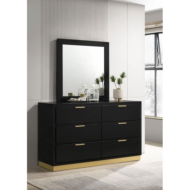 dresser mirror black HIGDBFE Vanity with Adjustable & 4 Drawers, Black, 15.3" W Distinctive framing gives its drawer fronts brilliant dimension Maribel - Black - Six