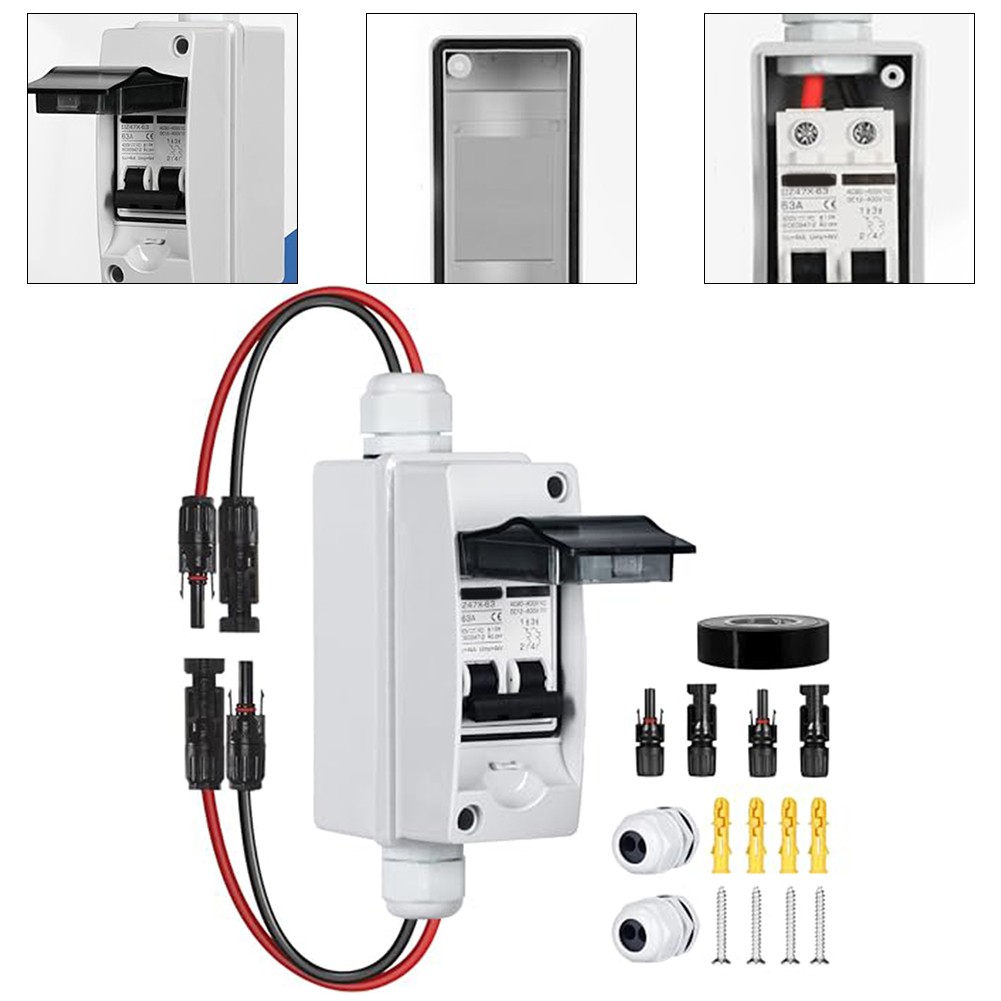 Solar Panels Disconnect Switch DC 400V 2 Poles Outdoor Circuit Breaker Box IP65