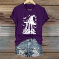 thumbnail image 2 of Clearance! HCURIBAD Shirts for Women, Women's Alphabet Witch Print Crew Neck Tee Halloween T-Shirt, Womens Graphic Tees, Halloween Shirts for Women 1PC Top Purple L, 2 of 4