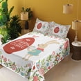 thumbnail image 2 of Ambesonne Easter Fitted & Top Sheet Set with Shams, Egg Bunny Bloom Floral Frame, Red and Coral, 2 of 5