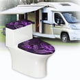 thumbnail image 6 of HELLHERO Purple Butterflies Musical Notes Adjustable Elastic Fabric Toilet Seat Protector Soft Round Toilet Lid Dust Cover & Easy to Clean for Modern Bathrooms, 6 of 8