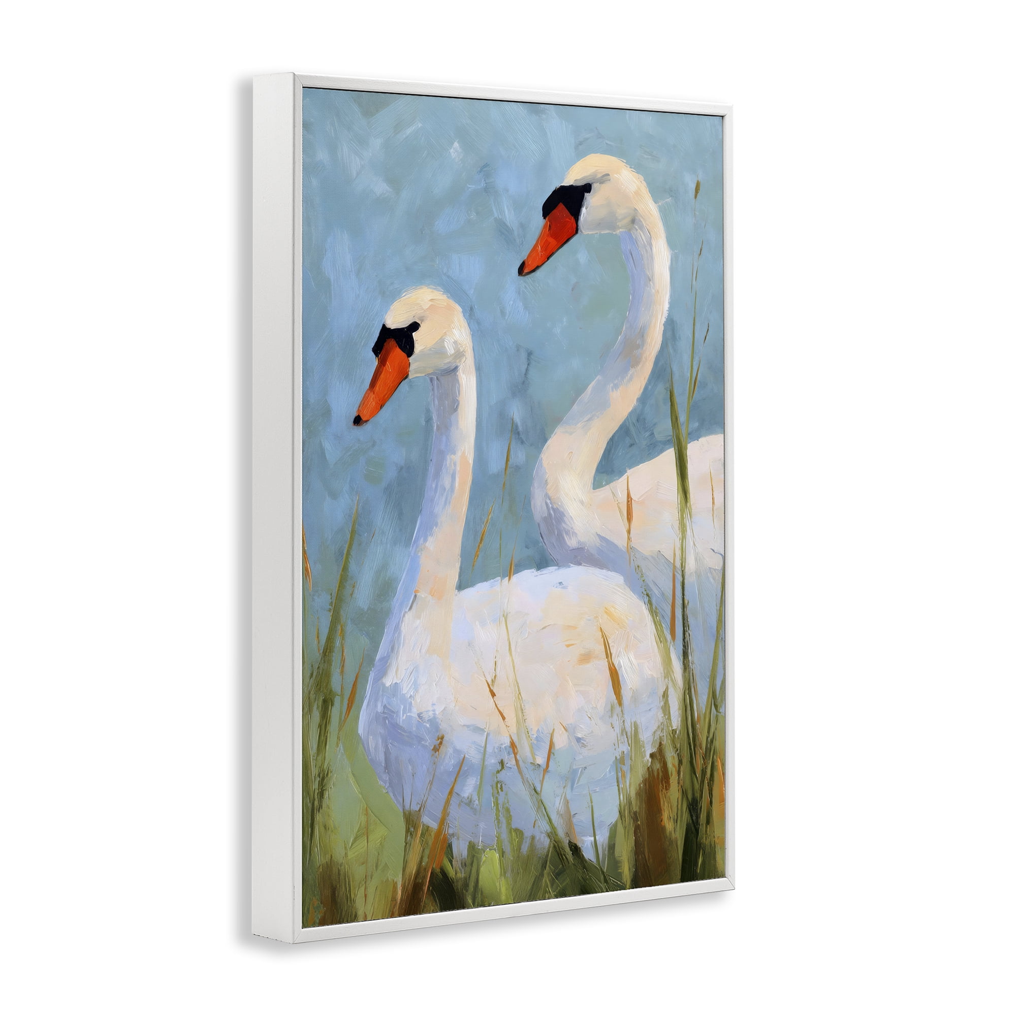 Stupell Industries Long Necks Swan Pear White Framed Giclee Art, design by Petal Prints Design