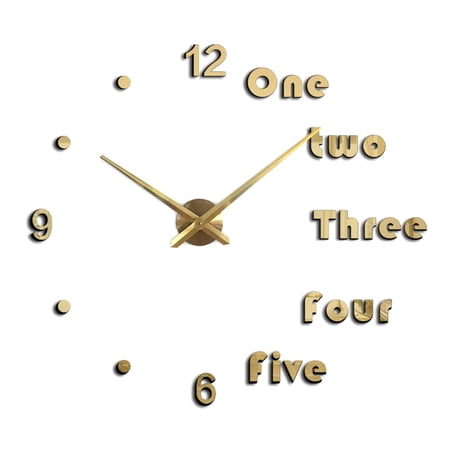 Acrylic Clock Handmade Decor Battery Powered Arabic English Numbers DIY Clocks Wall Stickers for Nursery Kitchen Bedroom Living Room Gold