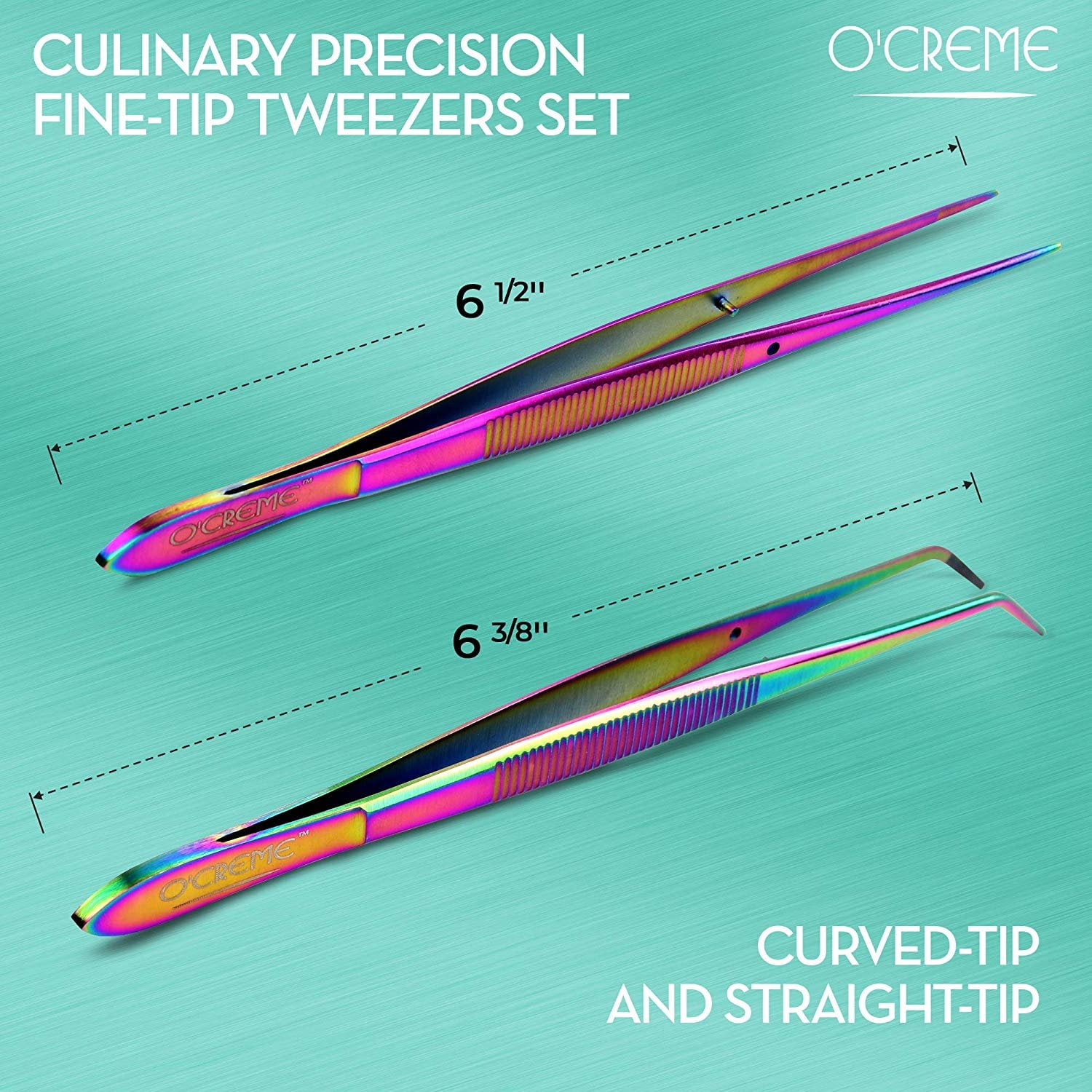 O'creme Set Of Culinary Tweezer Tongs Offset, Straight And Curved, Plus  Super Sharp Chef Scissors, Total 6 Pieces (black) : Target