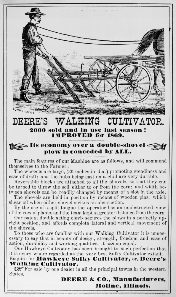 Deere Plow, 1869. /Namerican Advertisement For John Deere'S Walking